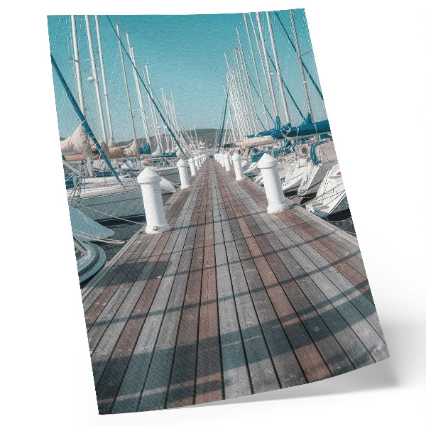 Poster Marina yacht molo cielo blu simmetria