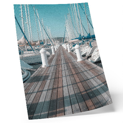 Poster Marina yacht molo cielo blu simmetria