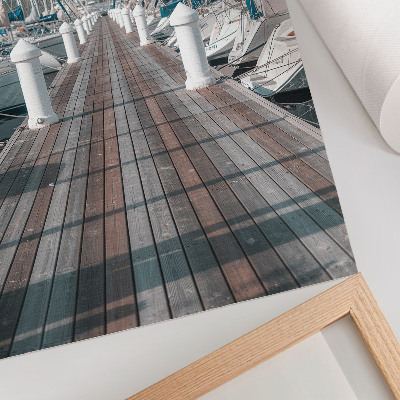 Poster Marina yacht molo cielo blu simmetria