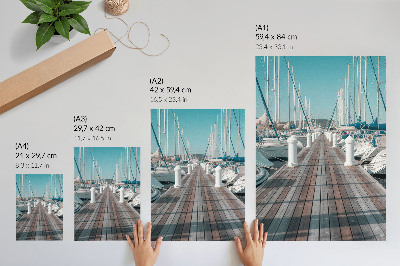 Poster Marina yacht molo cielo blu simmetria