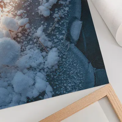Stampa su tela con cristalli di ghiaccio nei toni del bianco e del blu per un'atmosfera invernale