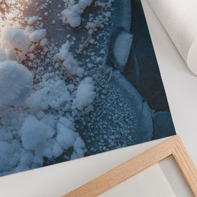 Stampa su tela Cristalli di ghiaccio nei toni del bianco e del blu per un'atmosfera invernale.