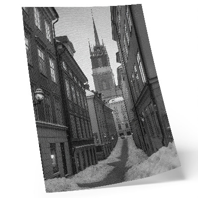 Poster Una stradina stretta con la cattedrale sullo sfondo.
