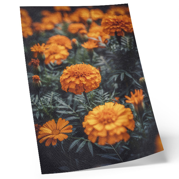 Foto su tela Fiori arancioni, foglie verdi, classico