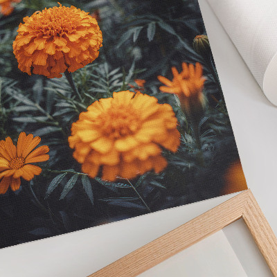 Foto su tela Fiori arancioni, foglie verdi, classico