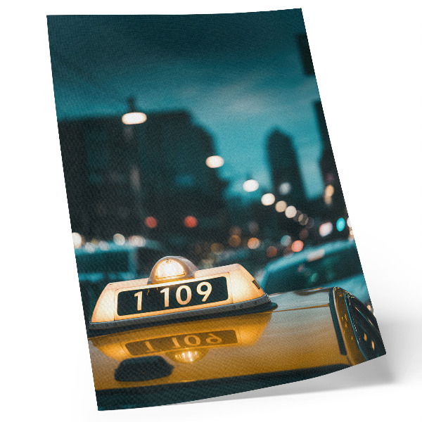 Poster Taxi notturno in città, luci sfocate, dinamiche