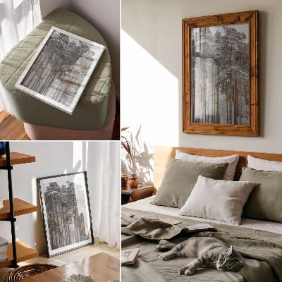 Poster Foresta invernale, neve, alberi, pace, armonia, natura
