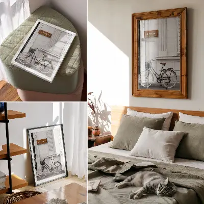 Stampa su tela con bicicletta elegante e architettura classica