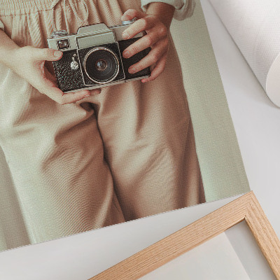 Foto su tela Persona retrò macchina fotografica tessuto luminoso eleganza