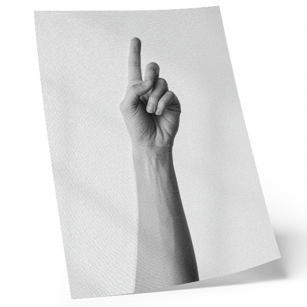Poster Mano monocromatica su sfondo bianco