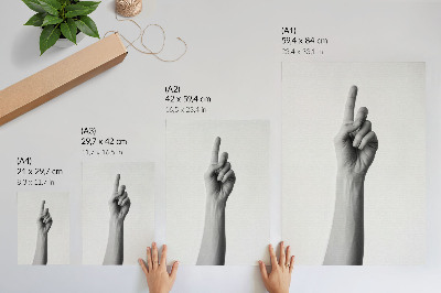 Poster Mano monocromatica su sfondo bianco