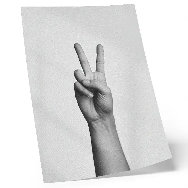 Stampa su tela gesto di pace in bianco e nero minimalista ed elegante