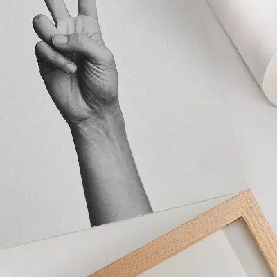 Stampa su tela gesto di pace in bianco e nero minimalista ed elegante