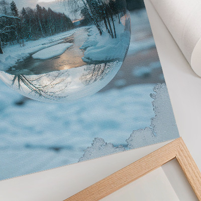 Poster Paesaggio invernale con riflessi blu degli alberi