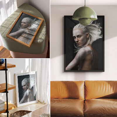 Poster Sfondo scuro, delicati capelli bianchi a fuoco