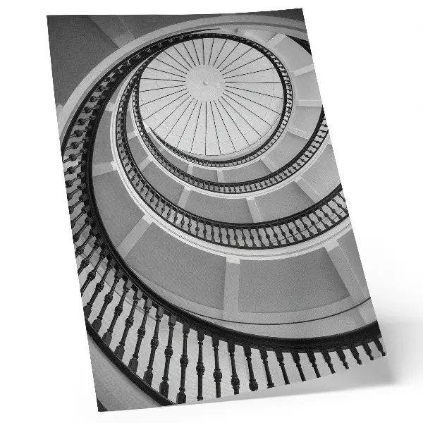 Foto su tela scala a chiocciola in bianco e nero dal design moderno ed elegante