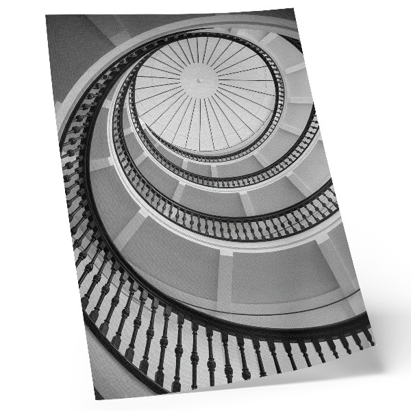Foto su tela Scala a chiocciola in bianco e nero, moderna ed elegante