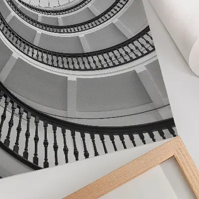 Foto su tela scala a chiocciola in bianco e nero dal design moderno ed elegante