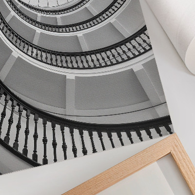 Foto su tela Scala a chiocciola in bianco e nero, moderna ed elegante