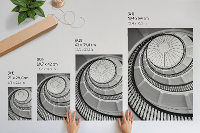Foto su tela Scala a chiocciola in bianco e nero, moderna ed elegante