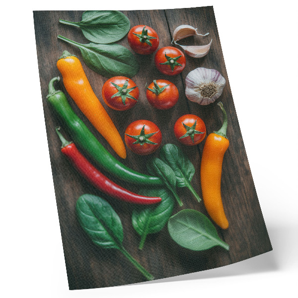 Foto su tela Verdure dai colori vivaci su uno sfondo scuro e rustico