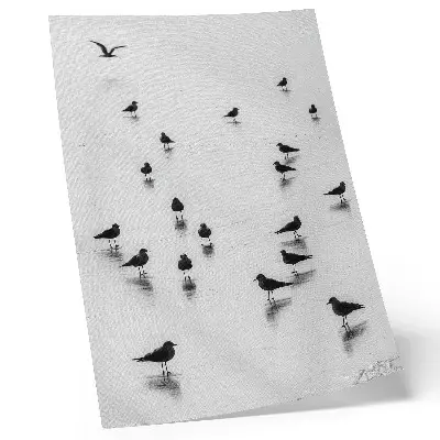 Stampa su tela uccelli sull'acqua con riflessi delicati in stile minimalista