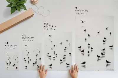 Stampa su tela uccelli sull'acqua con riflessi delicati in stile minimalista