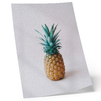 Foto su tela Ananas con foglie turchesi su sfondo bianco