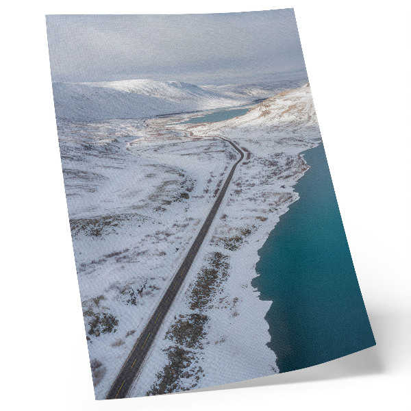 Stampa su tela Paesaggio innevato, minimalismo, acqua blu