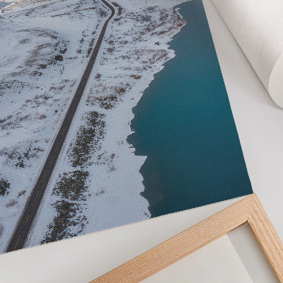 Stampa su tela Paesaggio innevato, minimalismo, acqua blu