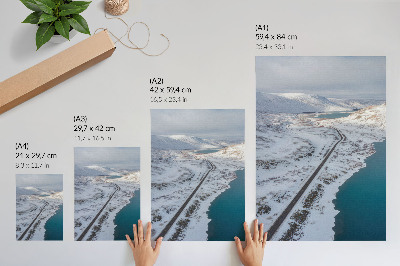 Stampa su tela Paesaggio innevato, minimalismo, acqua blu