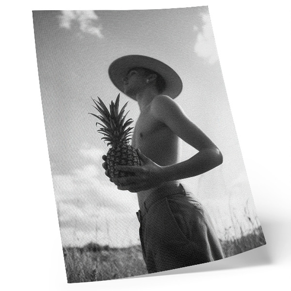 Stampa su tela Cappello a figura monocromatica campo di ananas