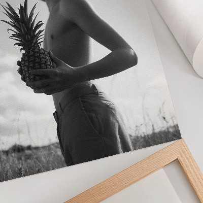 Stampa su tela Cappello a figura monocromatica campo di ananas