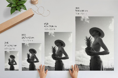 Stampa su tela Cappello a figura monocromatica campo di ananas
