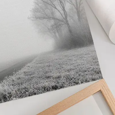 Stampa su tela nebbia tenue tra gli alberi in un paesaggio invernale dall'atmosfera pacifica