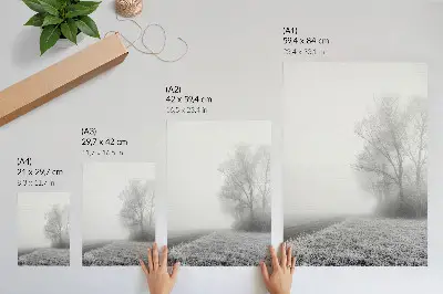 Stampa su tela nebbia tenue tra gli alberi in un paesaggio invernale dall'atmosfera pacifica