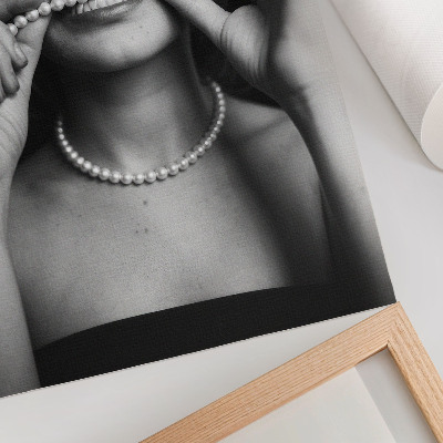 Foto su tela Occhiali con perle in stile glamour bianco e nero a contrasto
