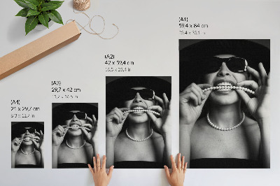 Foto su tela Occhiali con perle in stile glamour bianco e nero a contrasto