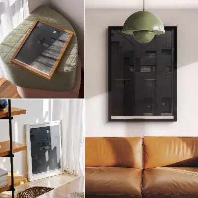 Stampa su tela facciata minimalista con forme geometriche armoniose