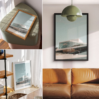 Foto su tela Architettura in vetro in un contesto minimalista