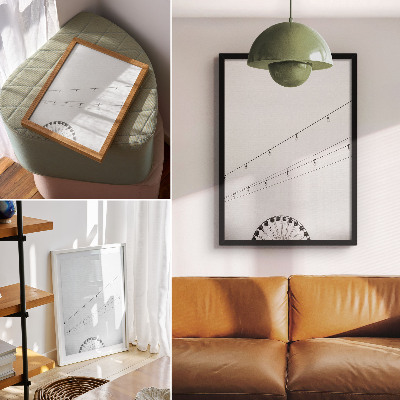 Stampa su tela I fili bianchi e neri con le lampadine contrastano