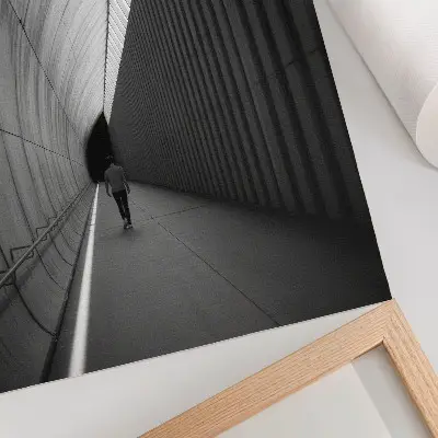 Stampa su tela linee di ombre minimaliste in un tunnel con prospettiva
