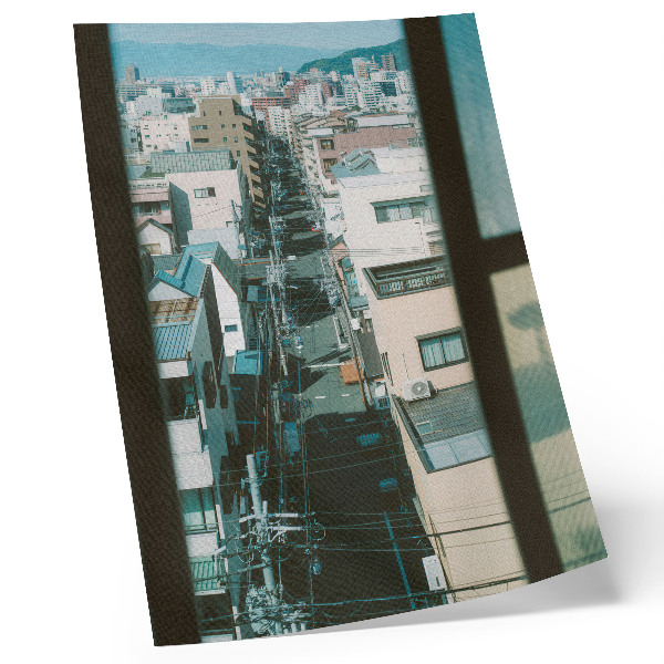 Foto su tela Paesaggio urbano moderno con montagne