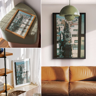 Foto su tela Paesaggio urbano moderno con montagne