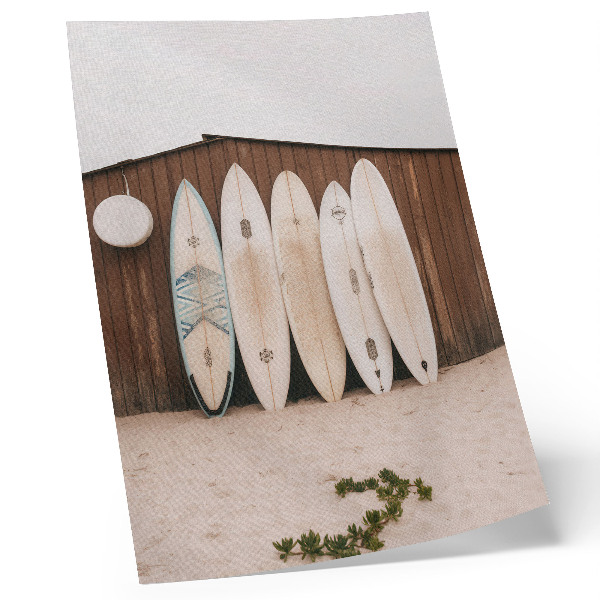Poster Tavole da surf parete di legno verde delicato