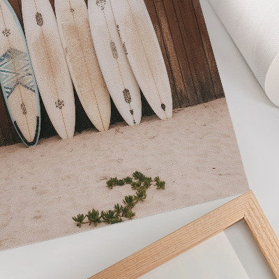 Poster Tavole da surf parete di legno verde delicato