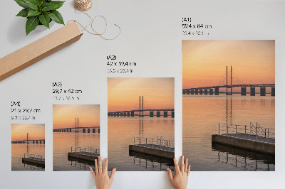 Poster Ponte del tramonto, minimalismo, tonalità calde