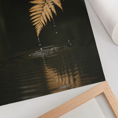 Poster Felce sull'acqua, gocce armoniose, Riflesso