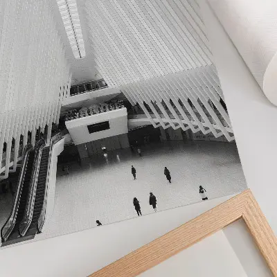 Stampa su tela con linee d'interni moderne e composizione dinamica minimalista