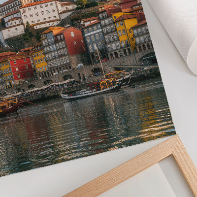 Foto su tela Case popolari colorate, navi eleganti, gabbiani